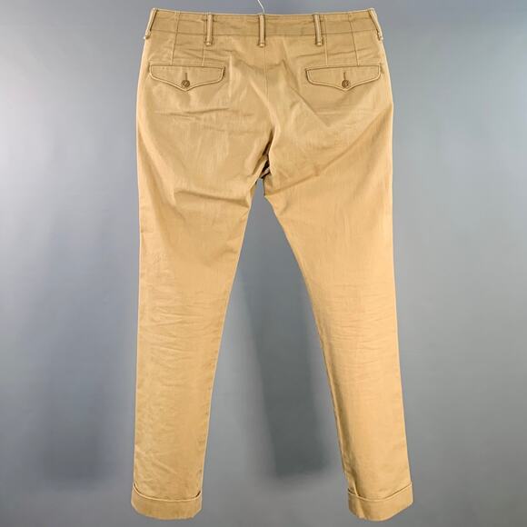 RRL by RALPH LAUREN Size 31 Khaki Cotton Cuffed Straight Button Fly Casual Pants - Picture 3 of 12